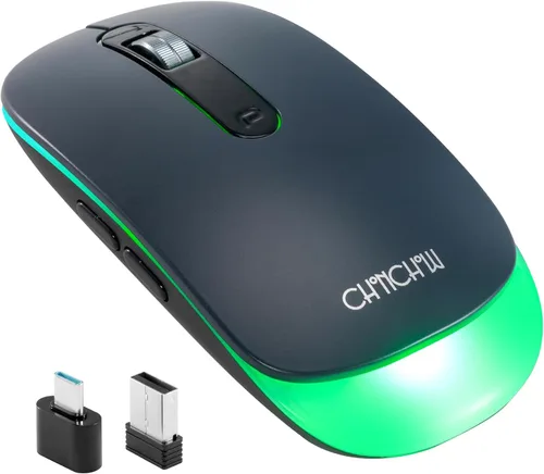 Vista 8 de Ratón LED inalámbrico recargable 2.4GHzBluetooth Método de conexión múltiple silencioso delgado con batería intercambiable grande 1600DPi USB