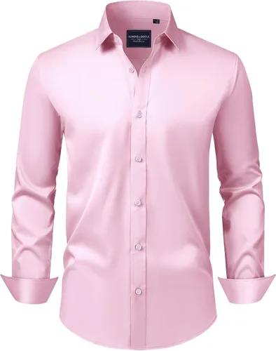 Vista 51 de Alimens & Gentle Camisas de vestir para hombre, manga larga, elásticas, sin arrugas, con botones