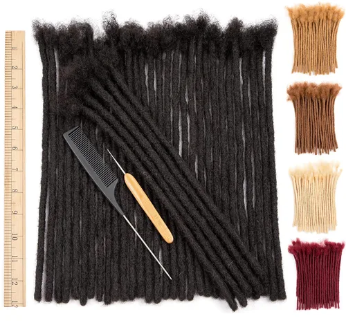 Vista 23 de DAIXI 0.2cm y 0.4cm y 0.6cm y 0.8cm de grosor 4-18 pulgadas 10 hebras extensiones de rastas de cabello humano 100% real para hombres/mujeres