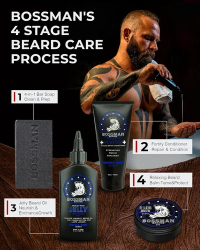 Vista 8 de Bossman Paquete de aceite de gelatina para barba para hombre, paquete de 2, 8 onzas (Royal Oud + Vetiver X Scents), suaviza, hidrata y acondiciona