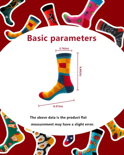 Vista 3 de Calcetines de vestir divertidos para hombre, calcetines coloridos y divertidos, calcetines con patrón novedoso loco, calcetines de cuello redondo