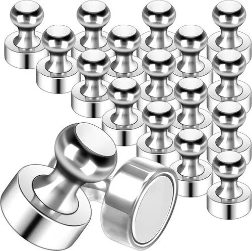 Vista 12 de Paquete de 10 imanes de nevera para adultos, imanes de metal fuerte, imanes redondos pequeños para refrigerador, pizarra blanca, casillero, pizarra