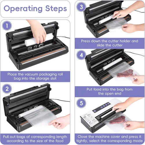 Vista 5 de Vacuum Sealer Machine, 9-in-1 Automatic Food Sealer with Built-in Cutter