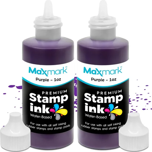 Vista 24 de MaxMark Premium - Tinta de recarga con punta de control en botella para sellos autoentintados, color negro - 1 onza