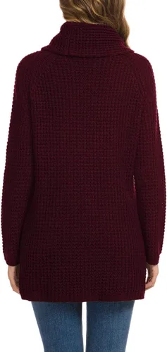 Vista 4 de GRECERELLE - Suéter de color sólido, sin botones funcionales, grueso, con botones decorativos para mujer, suéter de punto con cuello alto