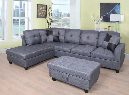 Vista 12 de Beverly Fine Furniture Andes - Juego de sofá de piel de microfibra con otomana, color marrón