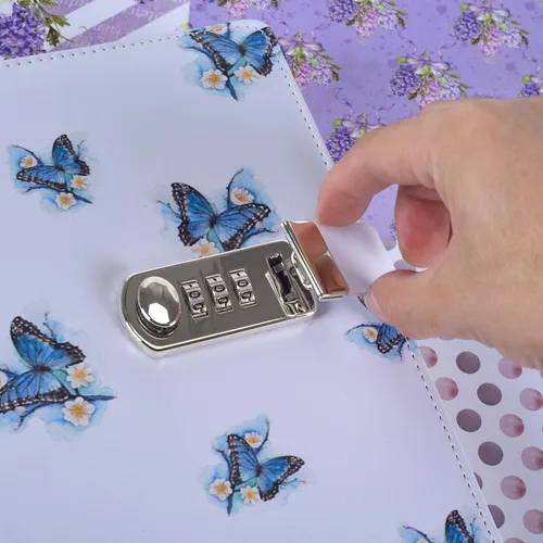 Vista 4 de ARRLSDB Diario creativo de contraseñas A5 con cerradura, diario de piel sintética con cerradura de combinación, cuaderno de contraseñas, diario