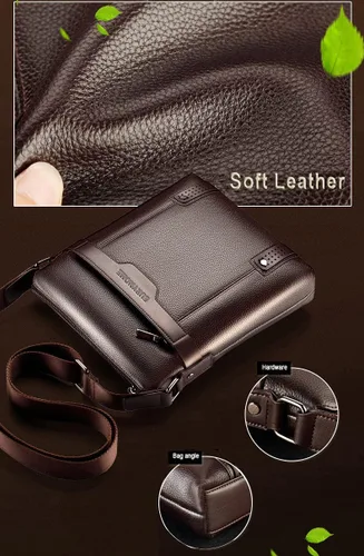 Vista 5 de Bolso bandolera de cuero para hombre, bolso de hombro para hombre