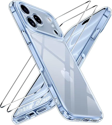 Vista 54 de ivoler Funda transparente 3 en 1 diseñada para iPhone 16 Plus de 6.7 pulgadas 2024 con 2 protectores de pantalla de vidrio templado, funda delgada