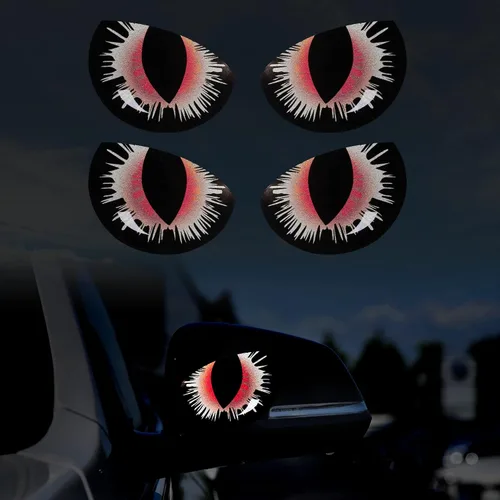 Vista 8 de TOMALL 2 pares de calcomanías reflectantes estéreo 3D para espejo retrovisor de automóvil, ojos de gato, resistentes y reflectantes, impermeables