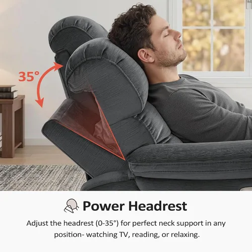 Vista 6 de MCombo ST258M3 - Sofá reclinable eléctrico de pared de 87.2 pulgadas con mesa abatible, sofá reclinable con reposacabezas ajustables, puertos