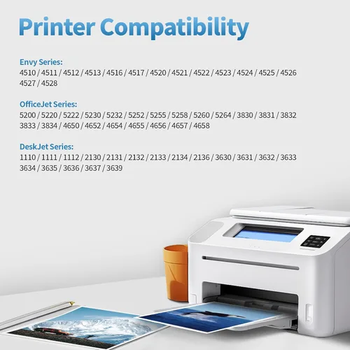 Vista 2 de Cartuchos de tinta remanufacturados de repuesto para HP Ink 63 63XL Paquete combinado de color negro para Envy 4510 4512 4520 4650 Officejet 3830