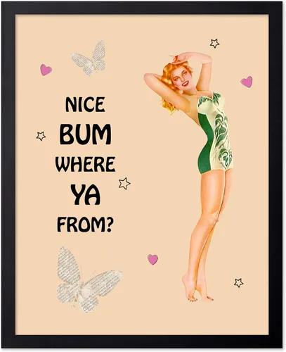 Vista 96 de Poster Master Pin Up Girl Poster - Better Late Than Ugly Print - Butterfly Art - Modern Art - Trendy Art - Gift for Men & Women - Funny Decor for