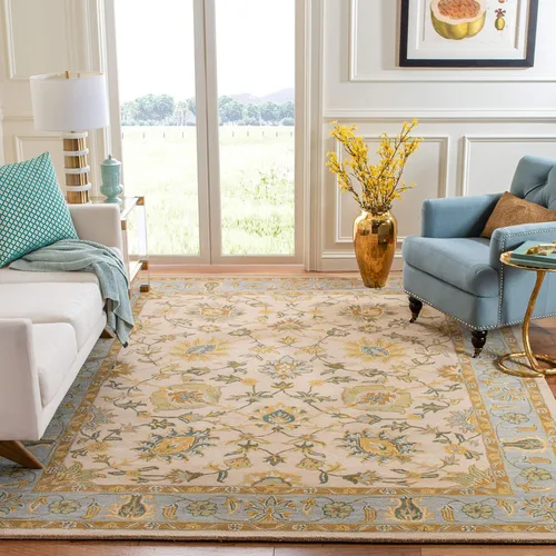 Vista 20 de SAFAVIEH Classic Collection - Alfombra decorativa de 2 x 3 pies, marfil y azul claro, hecho a mano, lana oriental tradicional, ideal para zonas
