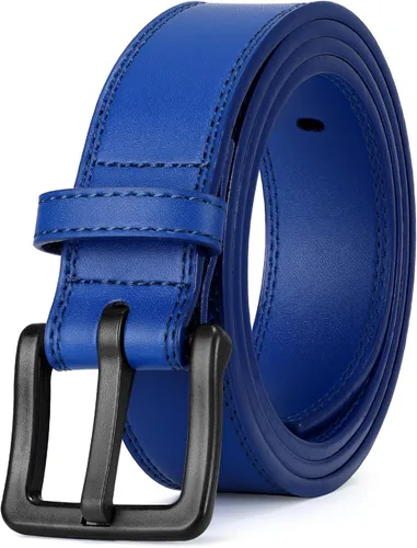 Vista 16 de XZQTIVE Cinturón de cuero hipoalergénico sin metal para hombre, cinturón de cuero para jeans y vestido, sin níquel, con hebilla negra