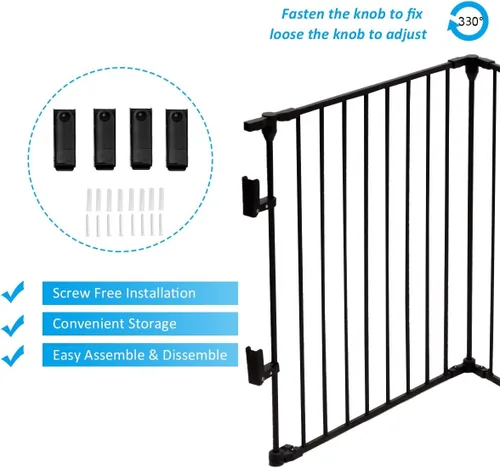 Vista 7 de Costzon Puerta de seguridad para bebés, valla de chimenea de 6 paneles, puerta plegable para bebé extra ancha para fácil con paneles