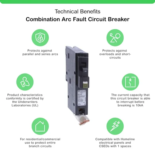 Vista 6 de Square D - HOM120CAFIC Homeline 20 Amp Single-Pole CAFCI Circuit Breaker