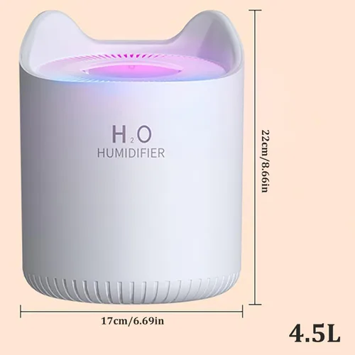 Vista 9 de Humidificadores Humidificador para dormitorio, habitación de bebé, 4.5L, humidificador de aire silencioso con luz nocturna, 2 boquillas, apagado