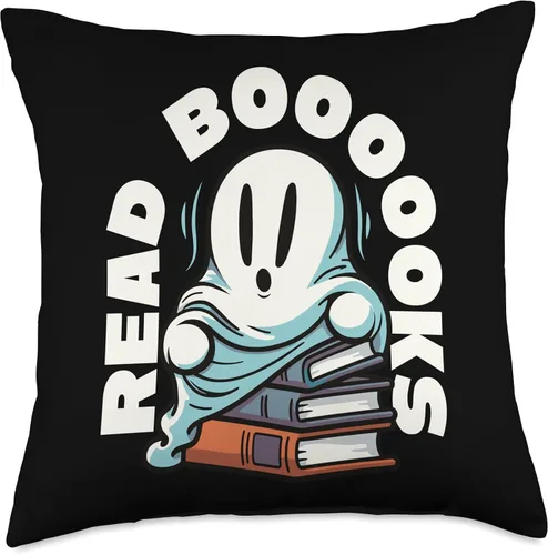 Vista 4 de Book Reading Ghost Read Boooooks Boo Bookworm Halloween Throw Pillow