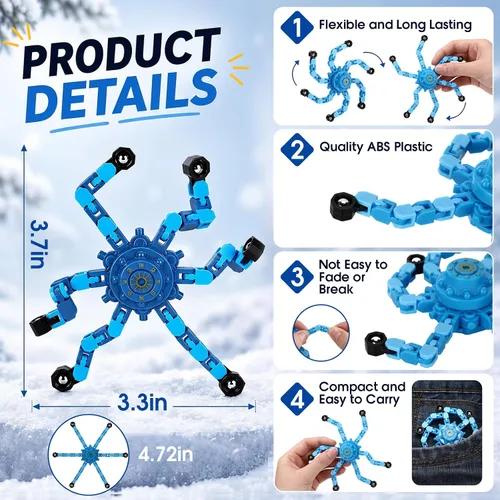 Vista 3 de Junkin 100 piezas transformables Fidget Spinners Juguetes a granel, azul Azul Ombre