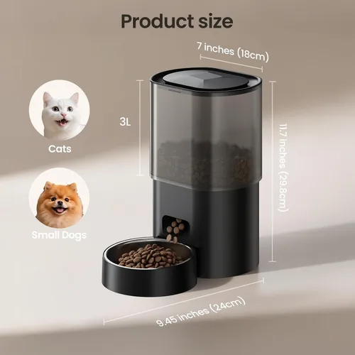 Vista 9 de Alimentador automático para gatos y fuente de agua 5G WiFi dispensadores de comida para gatos, control remoto por aplicación, alimentación