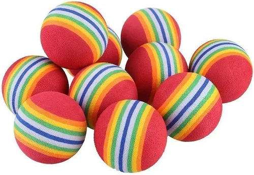 Vista 9 de Bolas suaves coloridas del juego del arco iris de la espuma para los juguetes del perro y del gato del animal doméstico (12)