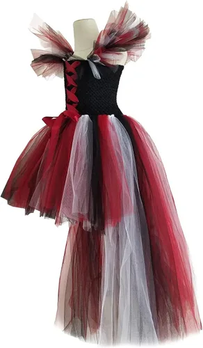 Vista 2 de LUCKYGAL Disfraz de Halloween para niñas, disfraz de bruja vampiro, cosplay, concurso, tutú con sombrero de bruja