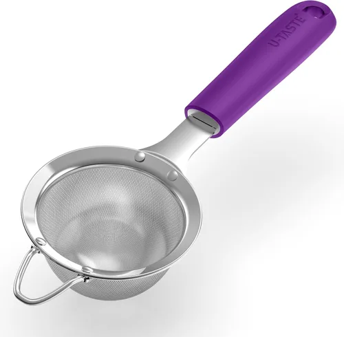 Vista 20 de U-Taste Colador de Malla Fina Pequeño: Acero Inoxidable 18/8 de 3.35 pulgadas, Tamiz de Cocina para Alimentos de 30 Mallas con Mango de Silicona