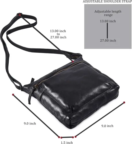 Vista 3 de Bolso cruzado de cuero real para mujer, bolso cruzado de viaje, bolso de hombro, pequeño bolsillo vintage