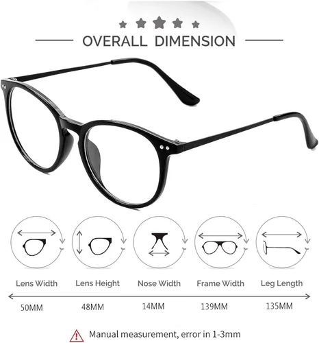 Vista 6 de Lentes falsos de lente transparente sin receta para mujeres y hombres lentes retro con marco de metal redondo
