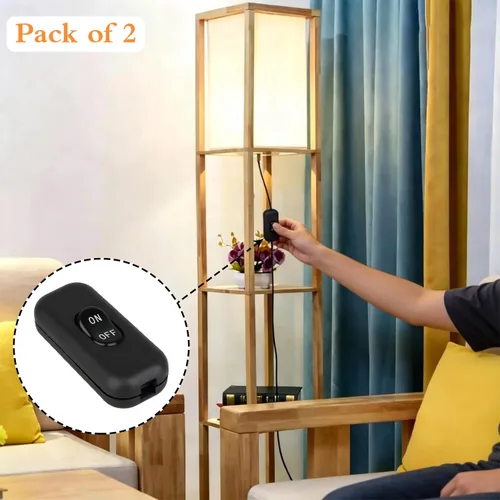 Vista 4 de Helunsi Paquete de 2 interruptores en línea negros, botón de cable