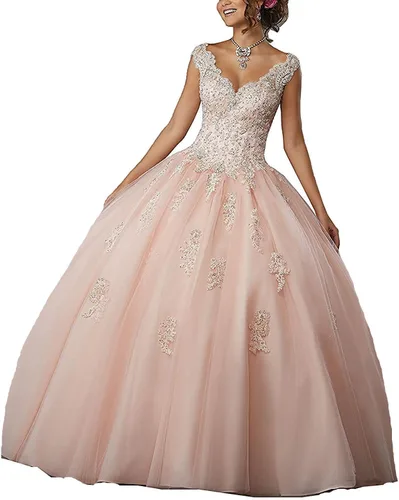 Vista 21 de QXMYOO Vestido de Gala de Quinceañera Sweet 16 Fiesta de Graduación Vestido de Princesa para Adolescentes Negro (Style1-Black)