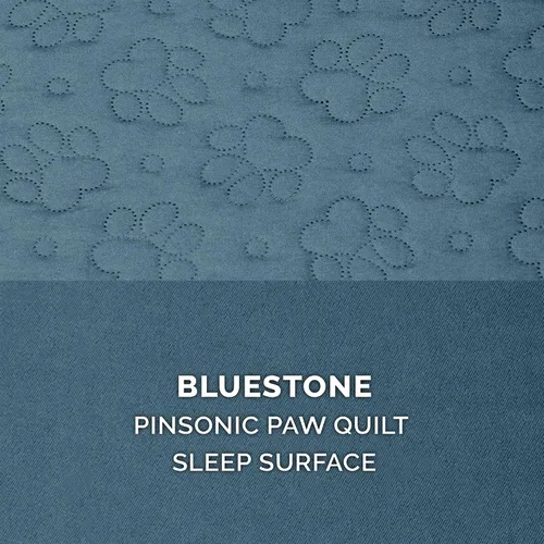 Vista 4 de Furhaven - Funda de repuesto para cama Pinsonic acolchada con estampado de patas, con forma de L, piedra azul, talla M