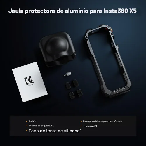 Vista 8 de K&F Concept Standard Camera Cage with Silicone Lens Cover for Insta360 X5