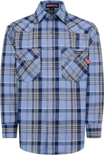 Vista 15 de BOCOMAL Men's FR Shirts 7.5oz Flame Resistant Welding Shirt NFPA2112 CAT2 Cuadros azul marino/blanco