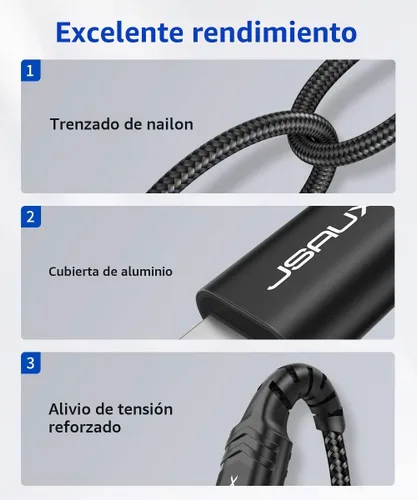 Vista 6 de JSAUX - Cable de audio Lightning a 0.138 pulgadas (3.5mm) de 3.3 pies, [certificado Apple MFi] auriculares para iPhone, cable auxiliar Lightning