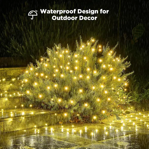 Vista 4 de BlcTec Luces de Navidad mejoradas para exteriores, 176 LED, 8.7 pies x 5.2 pies, luces de red de Navidad con certificación UL, 8 modos