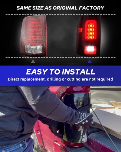 Vista 3 de AUTOONE Conjunto de Luz Trasera LED Completa Ram para Dodge Ram 1500 2009, Ram 1500 2500 3500 2010-2018, Lado del Conductor y Pasajero con Lente