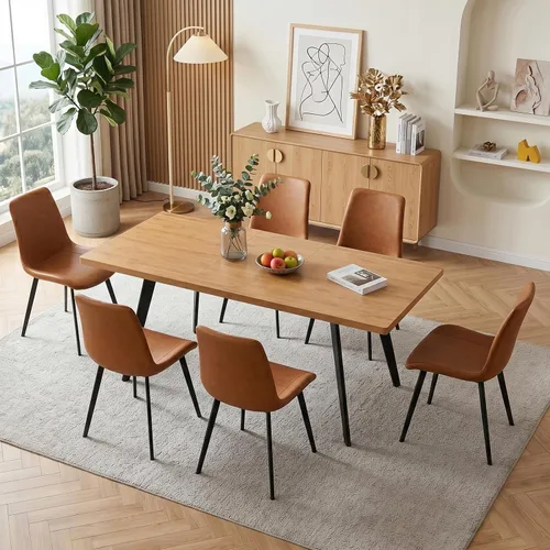 Vista 19 de Zerifevni 47.2"- 62.9" Extendable Dining Table Set of 5 Kitchen Table with 4 Dining Chairs, Modern Gray Wood Grain, Waterproof Scratchproof for