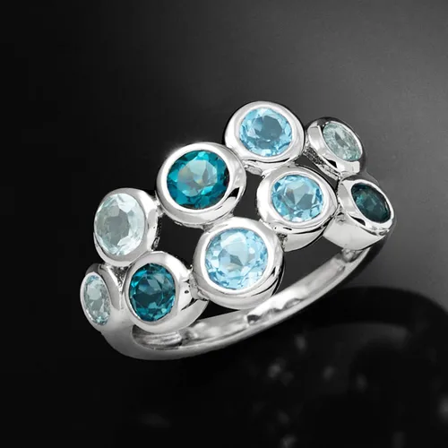 Vista 4 de Ross-Simons 2.50 ct. t.w. Tonal Blue Topaz Bubble Ring in Sterling Silver