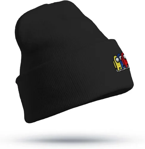 Vista 5 de Gorros bordados de gamer negros divertidos para niños y niñas, para invierno, cálidos, elásticos, de punto, con puños, bordados y calaveras