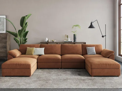 Vista 74 de EASE MOOSE Sofá modular verde seccional de gran tamaño en forma de L Pana verde