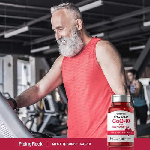 Vista 6 de Piping Rock CoQ10 120mg 100 Cápsulas Con arroz de levadura roja y ácido alfa lipoico Mega Q-Sorb Coenzima Q10 Suplemento sin OMG, sin gluten