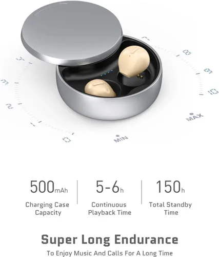 Vista 7 de Yoidesu Mini auriculares invisibles Bluetooth, cancelación de ruido de larga duración, micro pequeños auriculares ocultos, auriculares Bluetooth