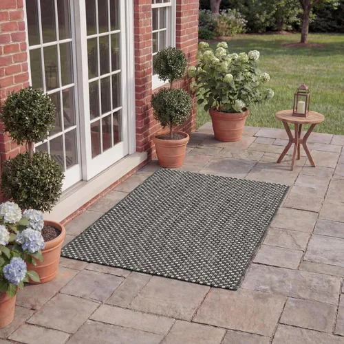 Vista 125 de SAFAVIEH Alfombra Lavable para Exteriores Colección Courtyard - 2'3" x 5', Azul Aqua y Gris, No Desprende Pelusa y Fácil Limpieza, Ideal para Patio