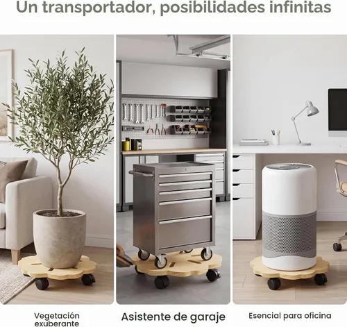 Vista 6 de Paquete de 2 organizadores para plantas con ruedas, soporte