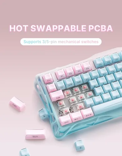 Vista 6 de GravaStar Mercury K1 Lite 75% Gaming Keyboard, 2.4GHz/BT/Wired Tri-Mode Wireless Keyboard, Gasket Hot Swappable Mechanical Keyboard, Pre-lubed