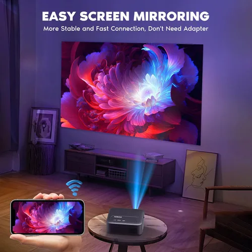 Vista 3 de 【Enfoque eléctrico】Proyector NISOO Native 1080P, proyector compatible con 4K con WiFi y Bluetooth, función de zoom, película al aire libre