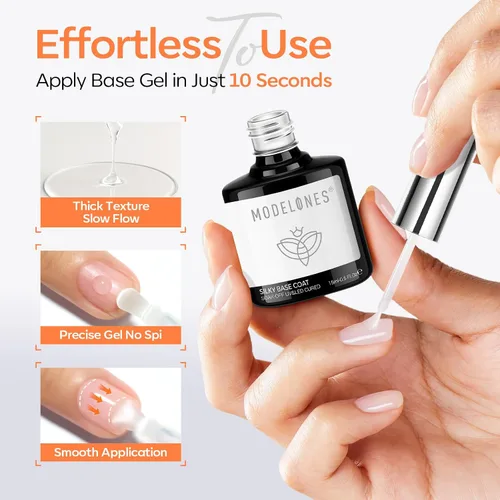 Vista 2 de Modelones - Juego de esmaltes de gel transparente, capa base de gel superior, sin limpieza, 0.5 onzas líquidas Un conjunto claro