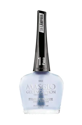 Vista 3 de MASGLO GEL EVOLUTION - Esmalte de uñas efecto gel, sin lámpara UV/Led, duración hasta 12 días, 3 unidades, base, esmalte expresiva, brillo - Efecto